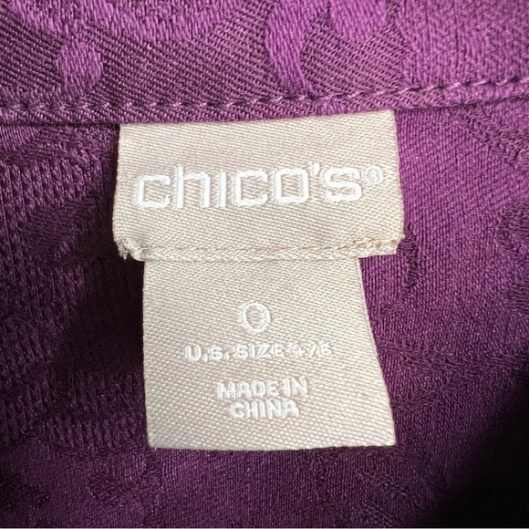 Chico’s Elongated Jacquard Denim Jacket Purple Sz S / Sz 4 / Sz 6 Long Fit - Picture 3 of 13